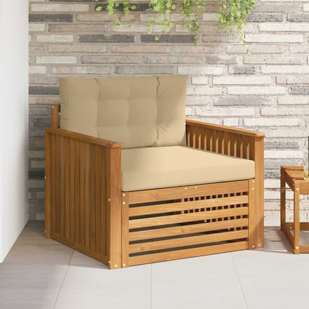 vidaXL - Buitensofa - Massief - Acacia - Hout - en - Polyester - Natuurlijk - en - Beige