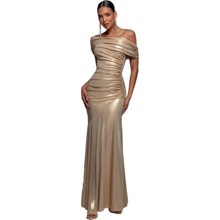 Asymmetrische Bardot Hals Jurk Dames Goddiva Maxi