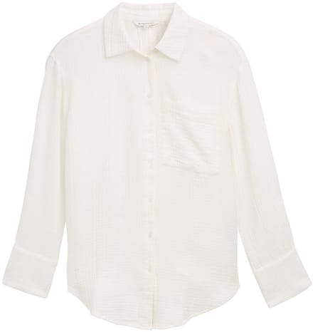 Tom Tailor - Oversized blouse van mousseline - Maat 42 - Whisper White