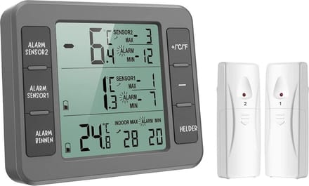 DD® Koelkast Thermometer - Analoog Koelkast - Keukenthermometer - 8x1x1cm - Grijs