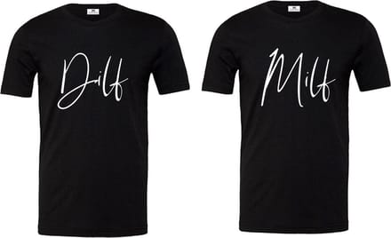 Shirt koppel set-Dilf en Milf-Hem & Haar-Zwart-Maat M