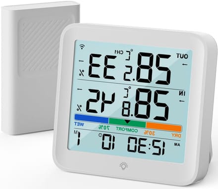 Digitale Weerstations - Temperatuur Meter - Binnen Buiten Meten - Draadloze Sensor - 100 Meter Bereik - Wit