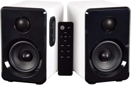 Actieve Bluetooth Boekenkast Speakers Wit met USB/SD en Afstandsbediening