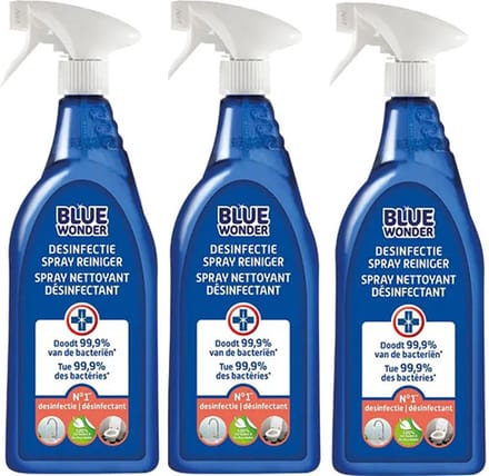 Blue Wonder Desinfectie Spray Reiniger 3-pack met KD spons