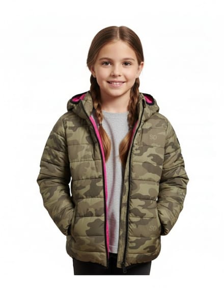SuperDry - Winterjas Meisjes - Omkeerbaar - Roze - Camo - Gewatteerd