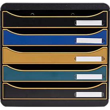 Exacompta Big Box Plus Neo Deco assorti, 5 laden A4/A4+, open voorzijde, geruisloos met veiligheidsstop, stapelbaar
