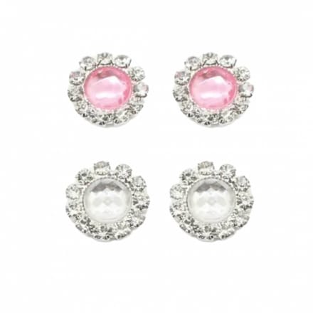 2 paar Allergievrije oorbellen Roze en wit 10 mm