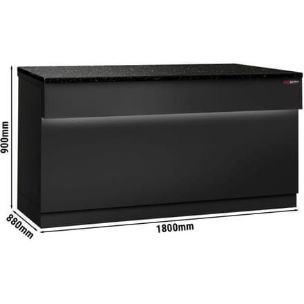 GGM Gastro Kassentisch TORONTO - 1800mm - schwarze Front - schwarze Granit-Arbeitsplatte