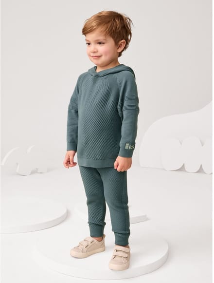 Next - Jongens - Gebreide hoodie en joggingbroek set - Blauw