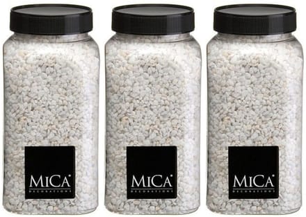 Mica Decorations decoratie stenen/granulaat - 3x - 650ml - wit - hobby steentjes