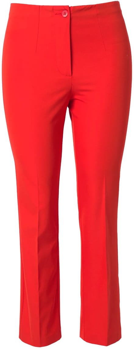 Ulla Popken - Dames - Broek rechte pijpen elastische tailleband stretch - Paprikarood - Maat 21