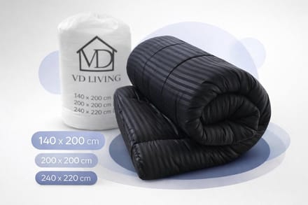 VD Living Dekbed 200x200 cm – Stripe All Year – Black/Anthracite Grey – Hotel & Home Luxury