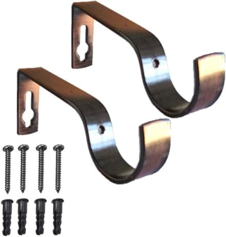 Set van 2 Zware Metalen Gordijnstang Beugels voor 28mm Roedes - Wit