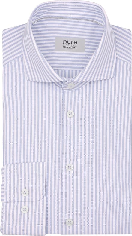 Pure Shirt Streep Blauw - Maat 43 - Heren - Overhemden Casual