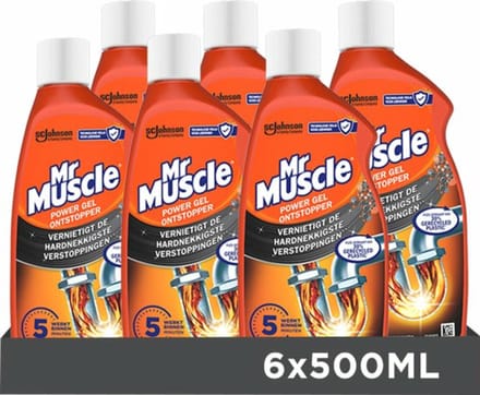 Mr. Muscle Power Gel Ontstopper - 6 x 500 ml - Voordeelverpakking