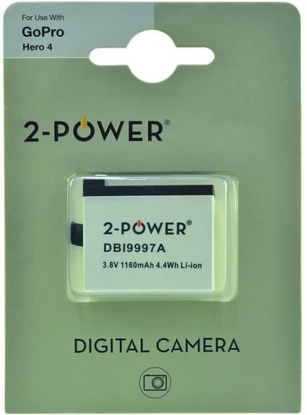 2-Power DBI9997A oplaadbare batterij/accu Lithium-Ion voor Gopro Hero 4