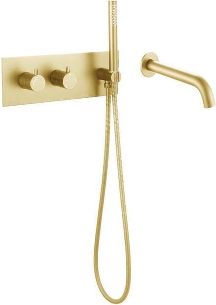 Inbouw badkraan mat goud twee-knop bediening complete set