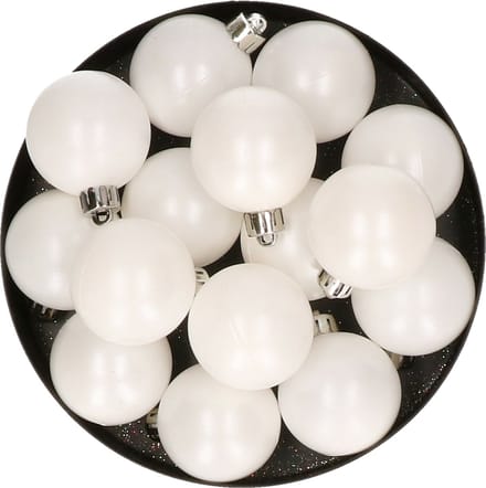 Decoris kleine kerstballen - 32x st - wit - 4 cm - kunststof - kerstversiering