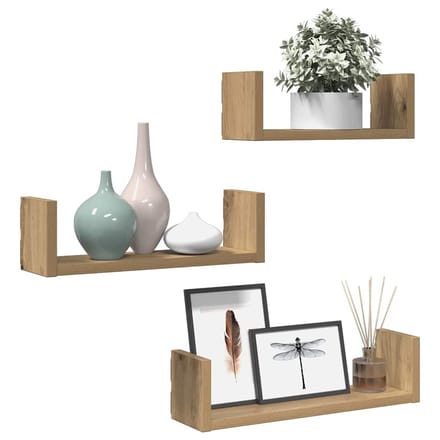 vidaXL - Wandschappen - 3 - st - bewerkt - hout - artisanaal - eiken