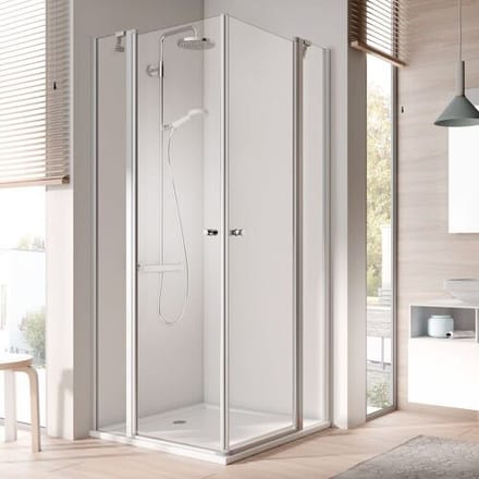 Kermi Ibiza 2000 corner entry 2-piece swing door with fixed part, half part 80 x 185 cm left I2EOL080181AK