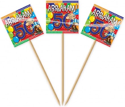 Cocktailprikkers Abraham - 50 jaar- 100x stuks - Leeftijd Feestartikelen en tafel versiering