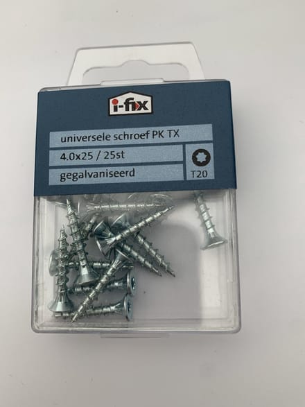 Universele schroef PK TX 4x25mm 25 stuks gegalvaniseerd