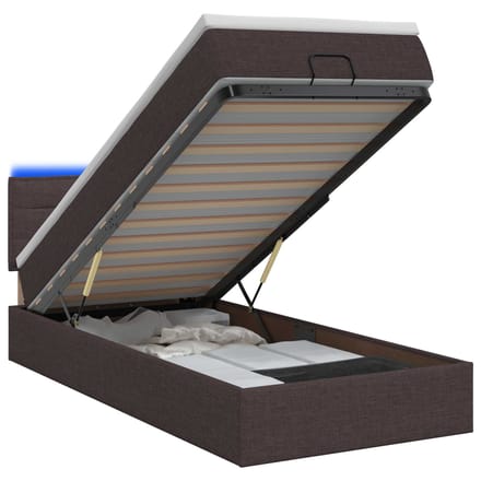 vidaXL - Ottomaanse - Bed - met - Matras - en - LED - Donkerbruin - 90 - x - 200 - cm - Stof