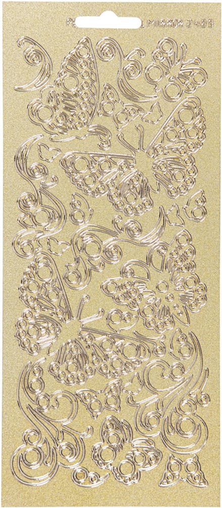 Stickers, vlinders, vel 10x23 cm, goud, 1 vel
