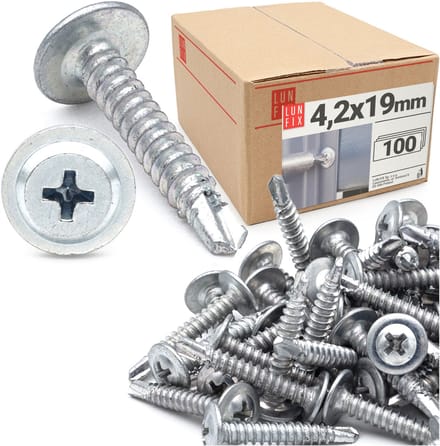 LUN FIX - Bohrschrauben 4,2 x 19 mm - 100 stuks - Zelfborende - Metaal schroeven