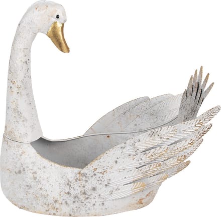 Clayre & Eef Planthouder Zwaan 44x26x43 cm Wit Metaal