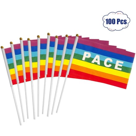 50/100 Stuks Mini Vredesvlag Regenboog Pacifistische Vlag Handheld Polyester Vredesvlag