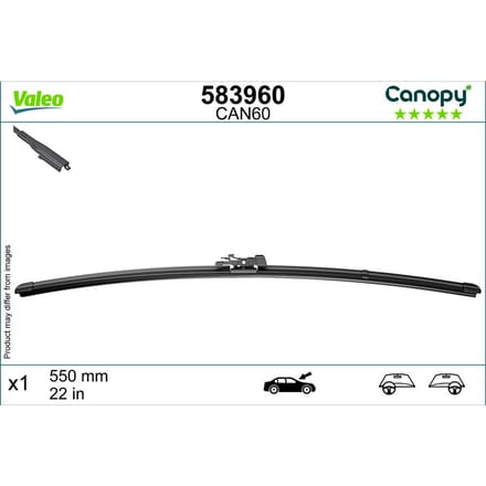 Wisserblad VALEO Canopy 583960, 550mm, Voor, 1 Stuk