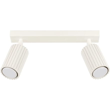 Plafondlamp KARBON 2 met geribbelde spots op een smalle balk - Sollux Lighting - IP20 - Beige aluminium behuizing - 30 x 6.5 x 16.5 cm - 2 x GU10 LED, exclusief lichtbron - 2 x 10 W - Minimalistische plafondlamp voor eetkamer, woonkamer en slaapkamer