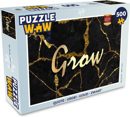 Puzzel Quote - Groei - Goud - Zwart - Legpuzzel - Puzzel 500 stukjes