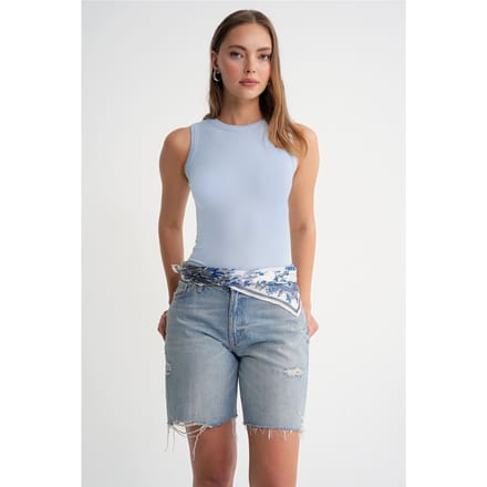 Geribbelde Crew Neck Aansluitende Tanktop