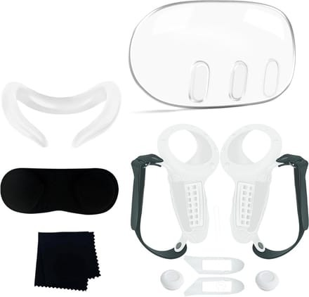 VR Beschermhoes Set - Accessoires VR - VR Gebruik - 10-in-1 Set - Meta Quest 3 - Wit