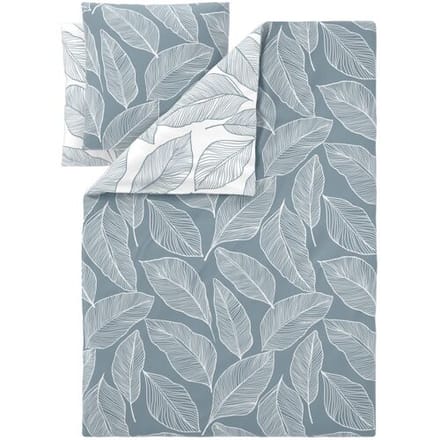 LIVARNO Microvezel-satijn beddengoed, 200 x 200 cm (Bladeren/grijs)
