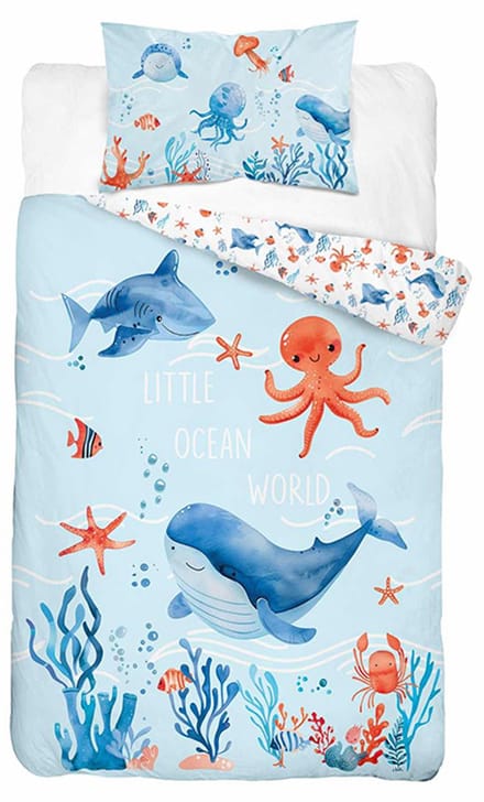 Baby Dekbedovertrek Walvis Blauw 100x135 + 40x60 cm
