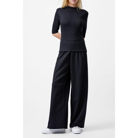 French Connection Regina Jersey Shoulder Pad Tee Black/white Größe: M | Hemden Outlet | Damen | Schwarz