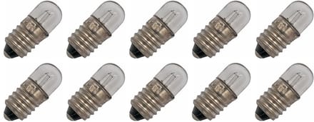 Signaallamp E10 30V 2W - 66 mAh - 10 stuks - T9 Gloeilamp Ø9mm - 23mm - 2500K - Dimbaar