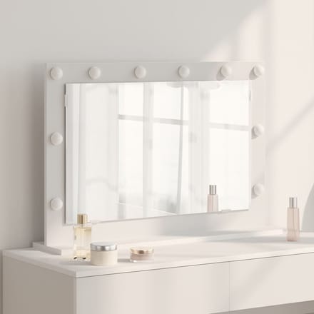 vidaXL - Make-up - Spiegel - Wit - 80 - x - 15 - x - 18 - cm - Glas - en - samengesteld - hout