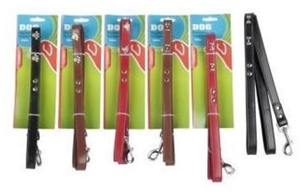 Hondenriem leer met botjes ornamenten 120cm
