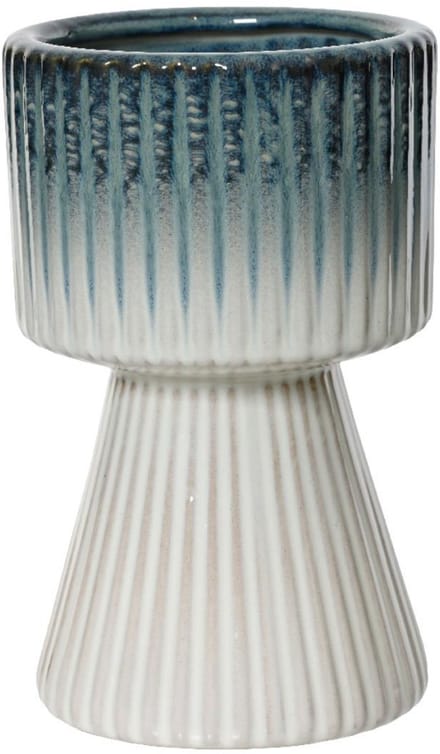 Decoris bloempot keramiek blauw-wit Ø12x19.5cm decoratie.