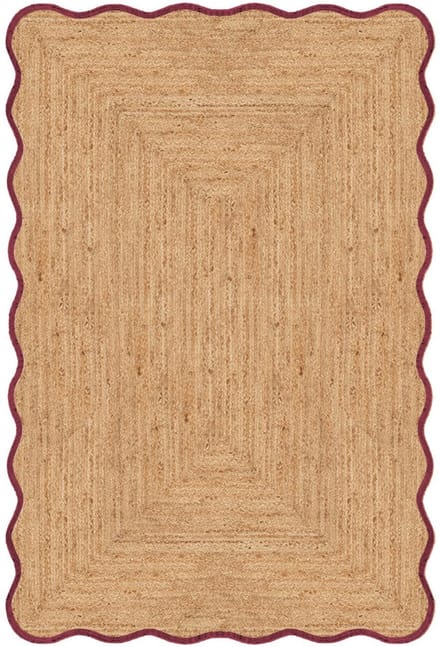 Jute vloerkleed scallop wafelstructuur naturel/roest Mrcarpet