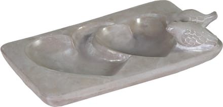 Mega Collections Vogelbad/voederschaal - hart - grijs - cement - 28 x 18 x 3 cm - drinkschaal voor tuinvogels