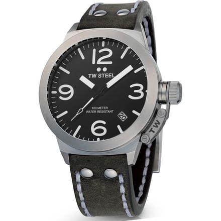 TW Steel TWCS101 Canteen Steel Grijs leer 45mm