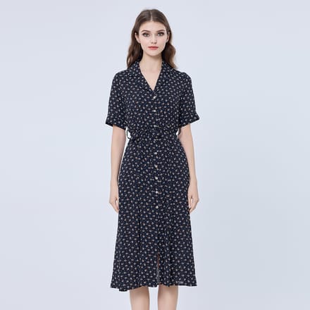 Retro print shirt-jurk