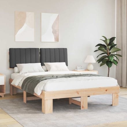 vidaXL - Bedframe - met - Gevoerde - Hoofdbord - Donkergrijs - 135 - x - 190 - cm