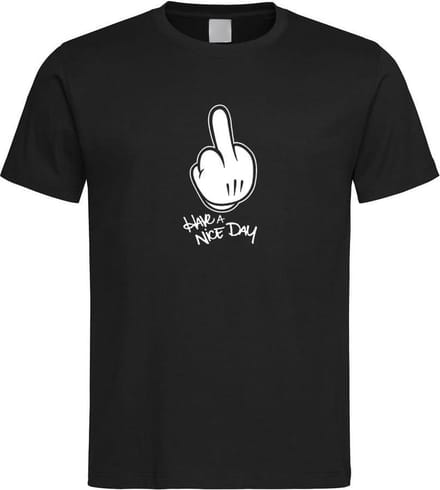 Zwart T shirt met  " Have a Nice Day " print Wit size M