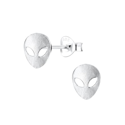 Joy|S - Zilveren oorbellen - Alien - 6 x 8 mm
